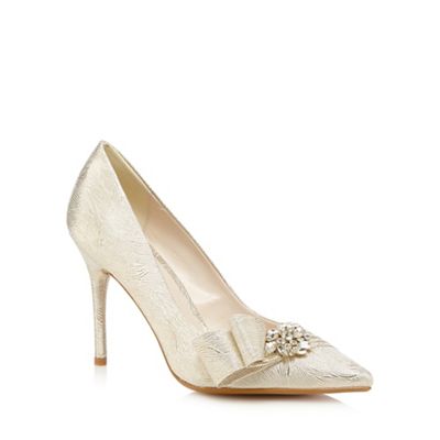No. 1 Jenny Packham Gold satin jewel embellished heels